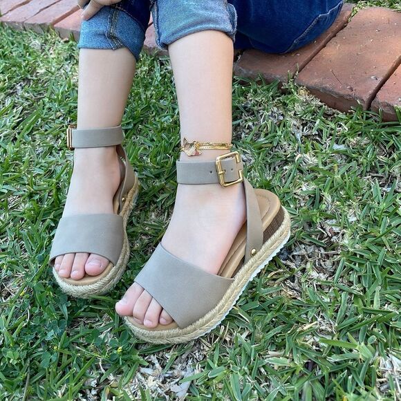 Little Girl Taupe Espadrilles Sandals - Picture 2 of 6
